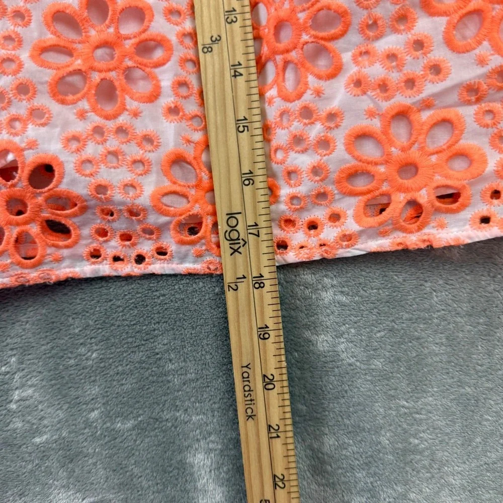 Lilly‎ Pulitzer Kerrigan Top Womens XS Orange Funflower Eyelet New Off Shoulder